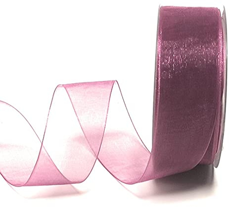 s.dekoda Schleifenband 50m x 40mm Aubergine Organza Chiffon Geschenkband Organzaband [1350-159]