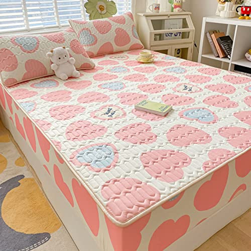 FCLDESHOP weiches elastisches Bettlaken,Erwachsene Schlafzimmer Latex Bedruckte Bettwäsche, Schlafzimmer Homestay Ferienhaus Deep Pocket Matratzenbezug,Liebe,180 * 200cm (3 Stück)