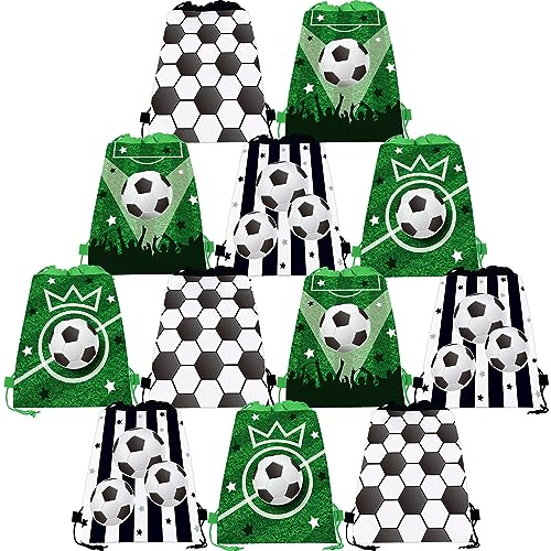 12PCS Football Party Bags, Football Gifts Bags for Fillers,Football Party Drawstring Bags Soccer Bags Football Party Favors Supplies for Birthday Christmas Party Gifts