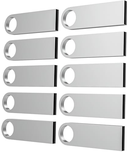 ABLAZE Chiavetta USB da 8 GB, confezione da 10 unità flash in metallo, USB 2.0, con cordini, chiavetta USB da 8 GB