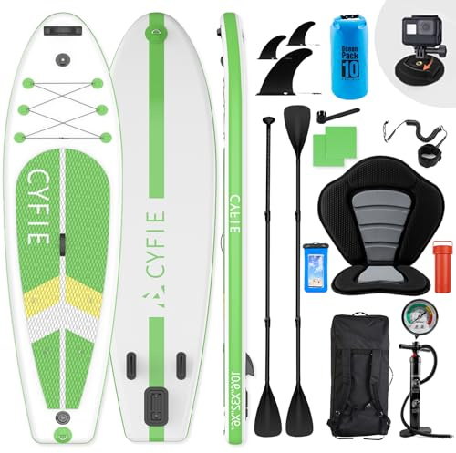 CYFIE Stand Up Paddling Board Aufblasbare, 320 × 81 × 15cm SUP Board Set mit Kajak Sitz und SUP Paddel |Komplettes Zubehör |Stand Up Paddle Board für Anfänger & Fortgeschrittene |Tragfähigkeit 150kg