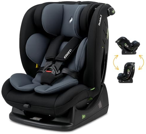 Osann Huddle 2, Kindersitz ohne Isofix Reboarder, 40 bis 150 cm, mitwachsend,Fahrtrichtung vorwärts und rückwärts, Montage mit 3-Punkt-Gurt - Nero