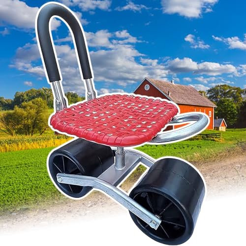 YURCI Gartenstuhl für Gartenarbeit, 360-Grad-Drehsitz Auf Rädern, Gartenwagen Auf Rädern für Gemüsegewächshäuser, Obstgärten, Ackerland, Gärten und Andere Pflückarbeiten