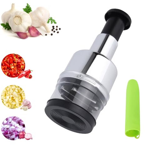 Gepresster Knoblauchhacker,Knoblauchpresse Edelstahl Knoblauchstampfer Gehackter Knoblauchbrecher Knoblauchschneider Garlic Press Gepresster Gemüseschneider Für Knoblauch, Paprika Und Zwiebeln