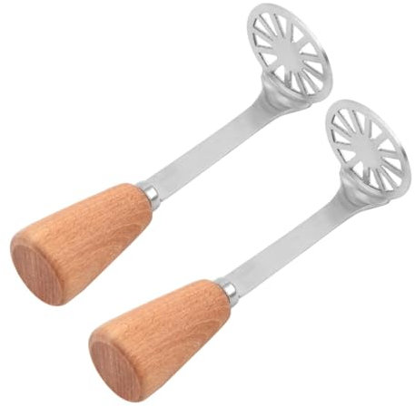 ABOOFAN 2 Stück Mini-Kartoffelstampfer Aus Edelstahl Avocado-Stampfer Mit Holzgriff Kartoffelpresse Zerkleinerer Kürbispresse Presser Für Guacamole Bananen Gemüse Obst