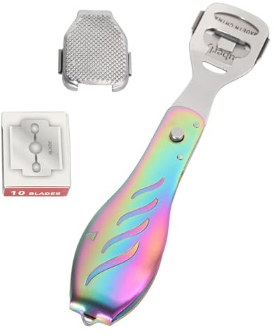 Healvian 3pezzi Raschietto Per Piedi Inossidabile Strumento Portatile Per Pedicure Rimuove Calli e Morta Per Uso Professionale e Domestico Completo Con Scatola Color Titanio Zd