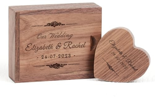 Clé USB Gravure personnalisée,Clé USB Coffret en Bois personnalisé,USB Flash Drive 3.0 pour Mariage, Remise des diplômes, Anniversaire Cadeau (Gentle Love, 16, GB)
