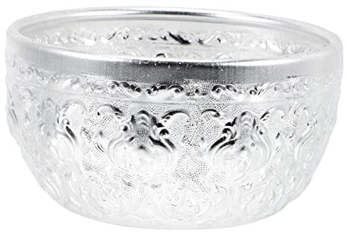 COLLBATH Ciotola in Metallo per Cibo Artigianale, Ciotola per Riso Multuso Intaglio, Diametro 12 Cm, Riutilizzabile per Insalata e Noodle, Adatta a Ristoranti e Uso Domestico