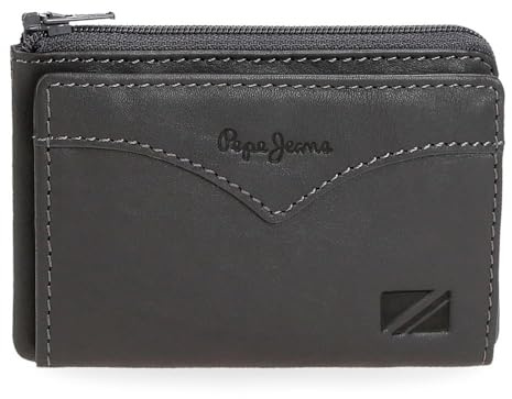 Pepe Jeans Jacket Monedero con Tarjetero Gris 11x7x1,5 cms Piel by Joumma Bags
