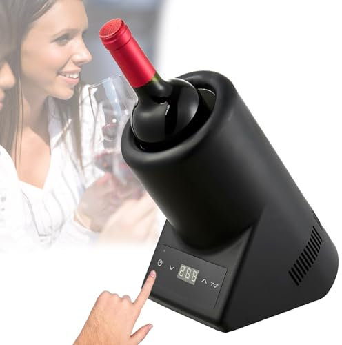 Quixnova Enfriador de Vino sin Hielo, Enfriador de Vino portátil para una Sola Botella de 41 °F a 64 °F para Botellas de Vino Tinto, Blanco, champán, espumoso, bodegas de Vino portátiles,A