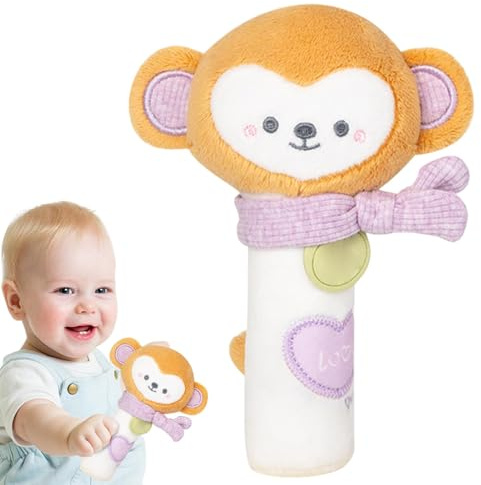 Baby Rasseln 0-6 Monate weiche Babyrasseln | Tragbares Knitterspielzeug für Babys | sensorisches Baby Spielzeug | Ergonomische Tierrassel, sensorisches Baby Beißspielzeug