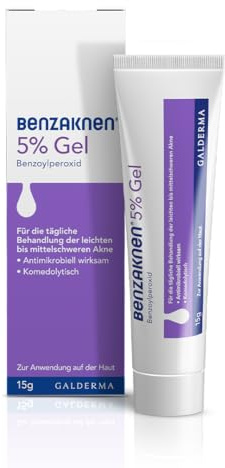 BENZAKNEN 5% Gel, 15g, Mittel gegen Pickel und Mitesser bei leichter bis mittelschwerer Akne, Befreit Poren und reduziert Talg & Entzündungen, Mit BPO (Benzoylperoxid), Dermatologisch getestet