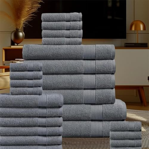 MSG Bath Towel Set, 10 Pieces with 4 Hand Towels, 4 Face Towels, 2 Bath Towels (charcoal)
