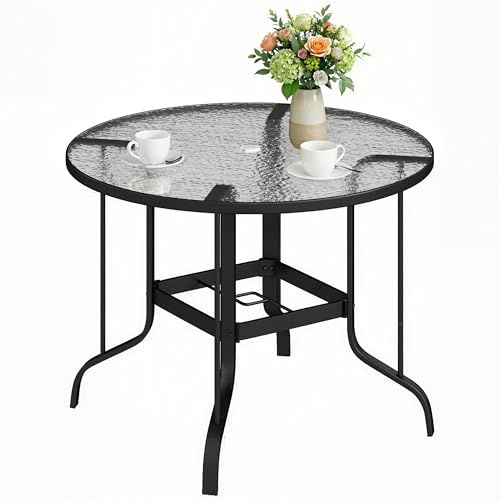 Outsunny Tavolo da Giardino Rotondo per 4 Persone Max Ø96.5x71 cm Nero