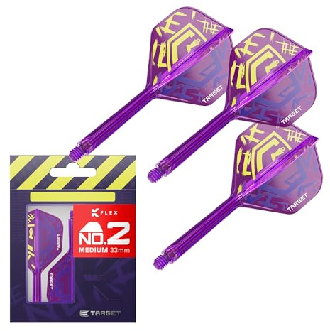 Target Darts Luke Littler Champion du Monde K Flex Flights and Shaft System, No.2 | Le Nuke 2025 Edition Kflex, Tous dans Un Volutes et Tiges Intégrés (Pack de 3) – Moyen, 33mm