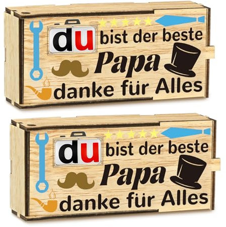 Belillpipi Beste Papa Geschenk Schokoriegel Geschenkbox für Duplo, 2er Set Holz Geschenkbox für Schokoladenriegel Schokolade Aufbewahrungsbox, Personalisiertes Geschenk für Papa