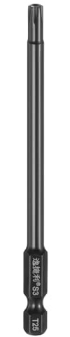 sourcing map Punta per cacciavite Torx di sicurezza T25 con gambo esagonale da 1/4 (100 mm) lunga magnetica a prova di manomissione 6 punte a stella cacciavite punta per trapano S3 in acciaio
