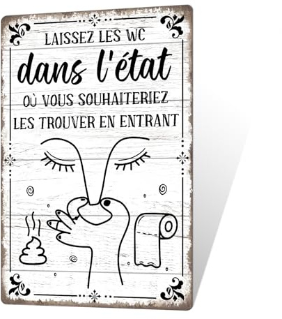 Putuo Decor Plaque WC Règle de Propreté – Laissez Les WC dans l'état souhaité – Panneau Toilette Amusant Noir et Blanc