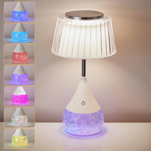 HARPER LIVING LED Table Lamp with Colour Changing Glitter, Touch Control RGB Mood Light 3 Colour Temperatures & Dimmable, Bedside Night Lights for Bedroom, Living Room, Office
