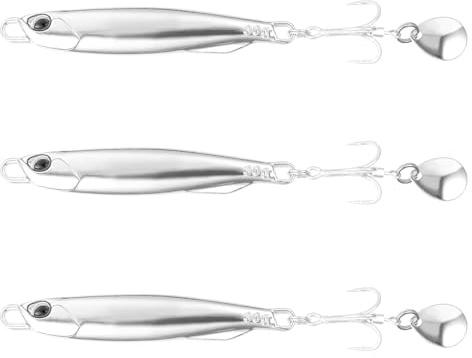 3 PCS Sea Fishing Lures, 30g Treble Hooks Casting Spinners Metal Jigs, F ishing Spinners Featuring Bright Vibrations, Metal Jigs & Spoons UK for Mackerel, Bass, Cod & Pike - Silver 10cm