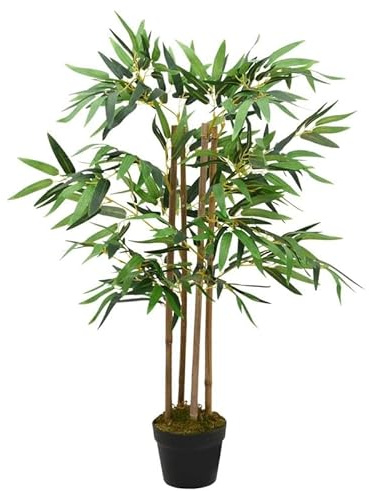 Eleganz Künstliche Bambuspflanze Twiggy im Topf 90 cm - Kunstpflanze aus Kunststoff und Eisendraht für Wohnzimmer, Büro oder Garten - pflegeleicht und langlebig