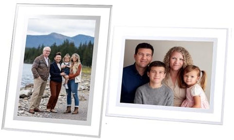 2 Pack Glass Photo Frame 8x6, Glass Picture Frames for Wedding Photos, Family Photos, Home Decoration and Event Decor, Transparent Freestanding Portrait Or Landscape Display