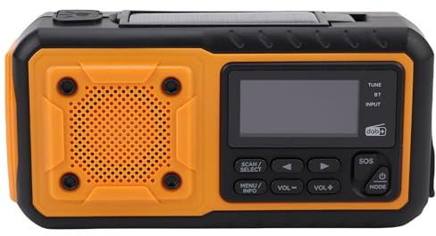 ZDAGELD IPX6 Rain Proof Wind Up Radio with Digital Display Multifunctional Emergency Radio Featuring Solar Charging and Hand Crank Torch Powerbank for Hurricane, Emergency