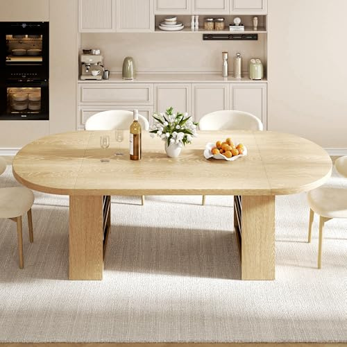 Jocoevol 78.7 Dining Table for 6 8 10, Modern Dining Room Table with Storage, Wood Kitchen Table with Heavy Duty Legs, Dinner Tables for Kitchen Dining Room (Natural)