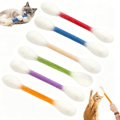 xinrongda Katzenminze Sticks, 6 Stück Katzenminze Wattestäbchen, Zahnpflege Katzen Kauhölzer Sticks, Langlebige Kauseile für große Kätzchen, Interaktives Katzenminze-Spielzeug