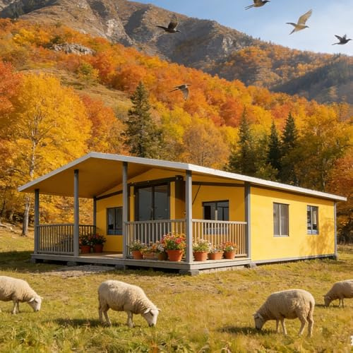 Casa prefabricada modular pequeña prefabricada de 20 pies y 40 pies, casa contenedor plegable expandible con 2-4 dormitorios, baño completo y cocina, villa móvil portátil, marco de acero para vida