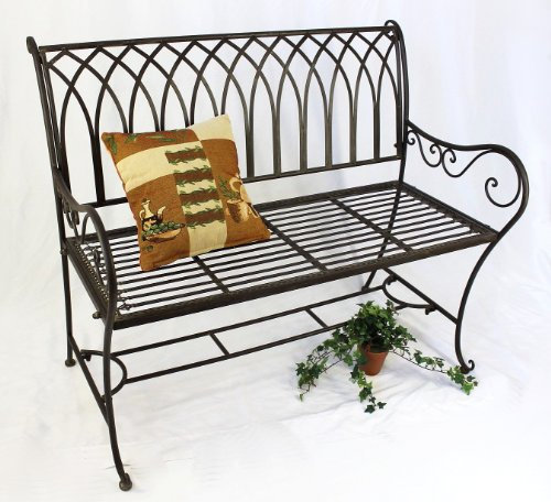 DanDiBo Gartenbank Metall Wetterfest Braun 110 cm Parkbank Romina 2-Sitzer Baumbank Sitzbank