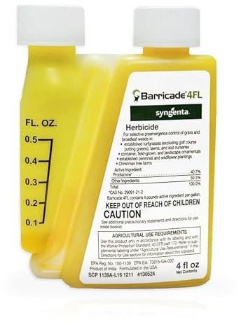 Barricade 4FL Herbicide Concentrate - Preemergent Weed Control - Long Lasting Broadleaf Weed Prevention for Lawns, Turf Grass, Ornamentals, and More, 4 Fl Oz
