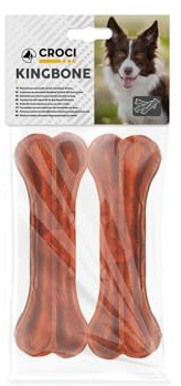 Croci King Bone - Ossa per Cane Gusto Bacon, Snack Premio masticativo per Cani in Pelle Bovina Naturale, Dental Stick per la Pulizia dei Denti, 15 cm - 2 pz