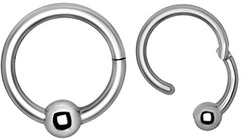 eeddoo Piercing-Ring Klemmring klick-Verschluss Silber Edelstahl 1,2 mm x 9 mm 3 mm