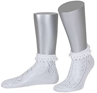 Lusana Damen Damen Trachtensöckchen weiss mit Spitze, weiß, 38/40