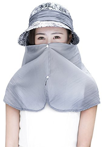 Mujer Sombrero de sol gorra en plein air plegable Capeline de verano con protección del cuello contra UPF 50 + sombrero de pesca gorro anti mosquitos abeja gorra con visera anti-soleil