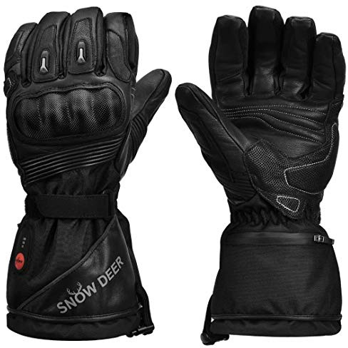SNOW DEER Beheizte Handschuhe,Motorrad Handschuhe,Wiederaufladbarem Lithium Akku Skifahren Fausthandschuhe für Herren Damen,Skifahren Jagen Reiten Radfahren Camping (schwarz, S-1)