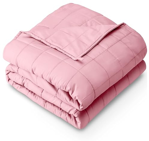 Bare Home Weighted Blanket Twin or Full Size 10lb (40 x 60) - All-Natural 100% Cotton - Premium Heavy Blanket Nontoxic Glass Beads (Light Pink, 40x60)