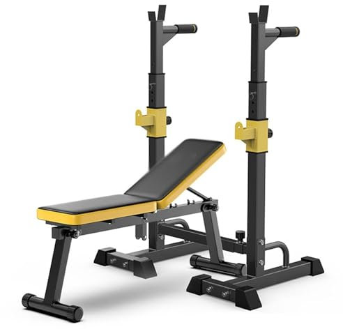 Verstellbarer Squat Rack Und Hantelbank Haushaltsbankdrücken Multifunktionales Fitnessgerät Faltbare Hantelbank Langhantelständer Einfache Barren ( Color : Black , Size : Weight bench+squat rack )