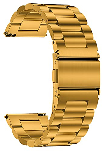 TStrap Uhrenarmband aus Metall 20mm - Schwarz Uhrenarmbänder mit Schnellverschluss für Herren und Damen - Smartwatch Armband aus Gebürstetem Massivem Edelstahl Ersatzband - 16mm 18mm 20mm 22mm