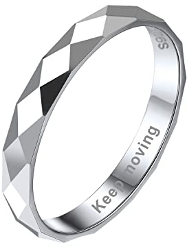 Bandmax Damen Herren Personalisierter Ring 3mm Rautenmuster Band Ring 925 Sterling Silber Größe 54 Verlobungsring Ehering Hochzeit Schmuck Accessoire für Männer Frauen