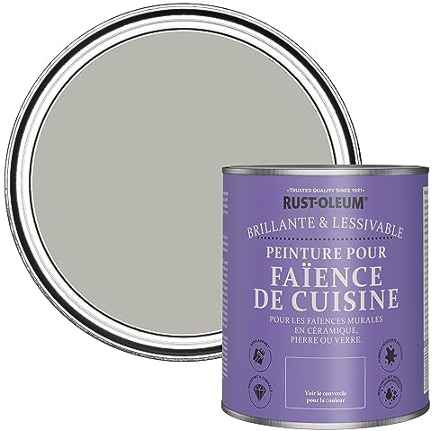 Rust-Oleum Grey Water-Resistant Kitchen Tile Paint in Gloss Finish - Grey Tree 750ml