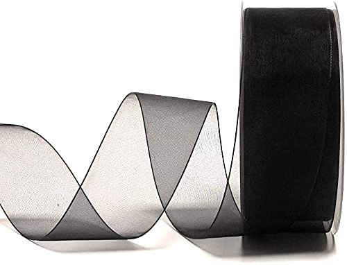 s.dekoda Schleifenband 50m x 40mm Schwarz Organza Chiffon Geschenkband Organzaband [1350-113]