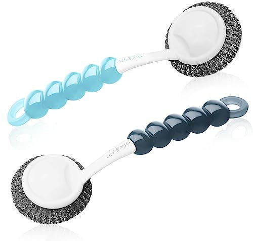 Spazzola per piatti in acciaio inossidabile con manico,Spazzola lavapiatti,spazzole in acciaio per la pulizia di piatti Pentole, padelle, griglie, lavelli, accessori per lavare i piatti