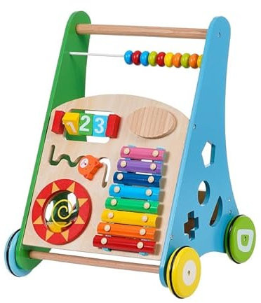 ZIZITO BABY LAUFLERNWAGEN HOLZ, Sicher und umweltfreundlich, Lauflernhilfe ab 12 Monate, Lauflernhilfe Baby, Spielzeug zum Lernen, Musik Spielzeug