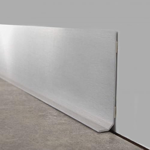 99 Déco - 25 Plinthes Murales PVC Adhésives Effet Alu Brossé Style Industriel 200 x 8 cm - 1 mètre chacune (10 mètres au Total) - Pose Facile sans Colle ni Perçage - Fabrication Française