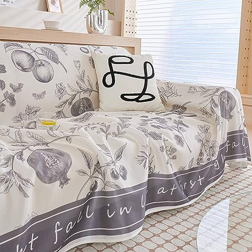 Mesnt Couch Überzug, Dunkelgrau Couchschutz für Haustiere mit Fruchtblattzweig aus Eisseide, 180x260cm