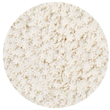 BrandNewCake® Confettis Comestibles Flocons de Neige Blanc 500g - Décoration de Gâteau - Sprinkles - Paillettes pour Gâteaux