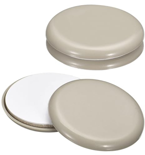 uxcell 4 feltrini rotondi autoadesivi in plastica, per sedie, per moquette, piastrelle, pavimenti in vinile e legno (grigio)