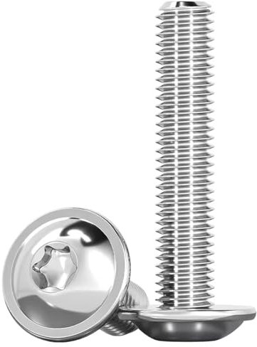 Drenky Vis à tête plate et bombée Torx ISO 7380-2 avec collerette M6x40mm - 20 pièces en acier inoxydable A2/V2A à filetage complet